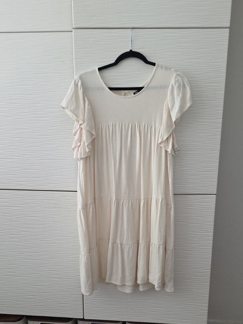 Light Cream Ruffle Sleeve Mini Dress